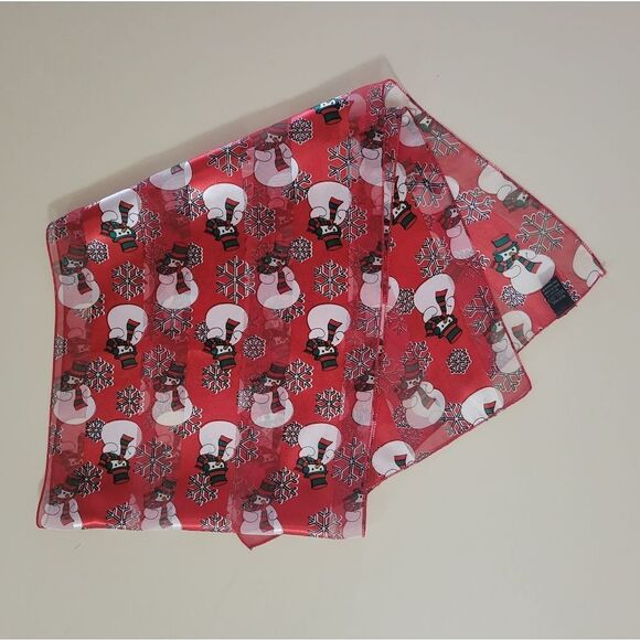 Silk Feel Red And White Snowman Oblong Scarf - Picture 1 of 7